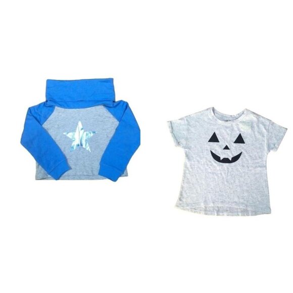Crazy8  Blue/Gray Sweatshirt w/ Metallic Star Print and Gray T-shirt w/ Jack-O-L - Picture 1 of 8